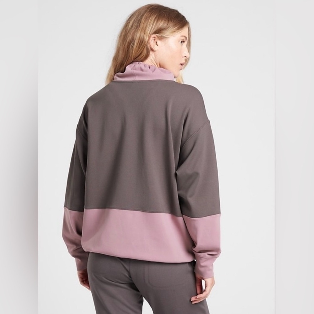 Athleta Hermosa Mock Neck Sweatshirt Shale/Flora Mauve Size XS Athleisure - Picture 3 of 11